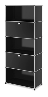 USM Haller Storage Unit M, Customisable Graphite black RAL 9011|With drop-down door|Open|With drop-down door|Open