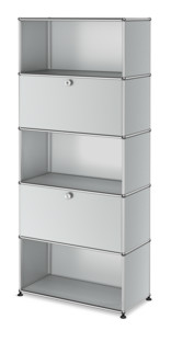 USM Haller Storage Unit M, Customisable USM matte silver|With drop-down door|Open|With drop-down door|Open