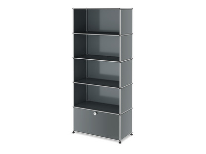 USM Haller Storage Unit M, Customisable Mid grey RAL 7005|Open|Open|Open|With drop-down door