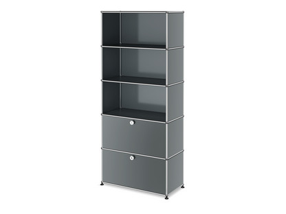 USM Haller Storage Unit M, Customisable Mid grey RAL 7005|Open|Open|With drop-down door|With drop-down door