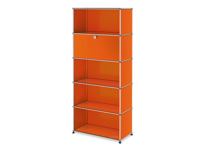 USM Haller Storage Unit M, Customisable Pure orange RAL 2004|With drop-down door|Open|Open|Open