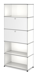 USM Haller Storage Unit M, Customisable Pure white RAL 9010|With drop-down door|With drop-down door|Open|Open