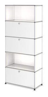 USM Haller Storage Unit M, Customisable Pure white RAL 9010|With drop-down door|With drop-down door|Open|With drop-down door