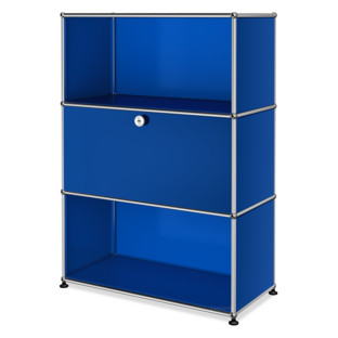 USM Haller Highboard M, Customisable Gentian blue RAL 5010|Open|With drop-down door|Open