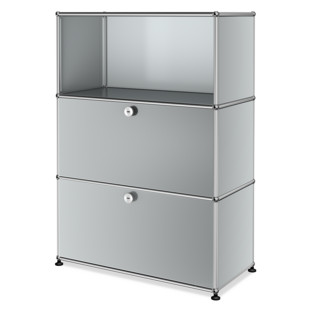 USM Haller Highboard M, Customisable Light grey RAL 7035|Open|With drop-down door|With drop-down door