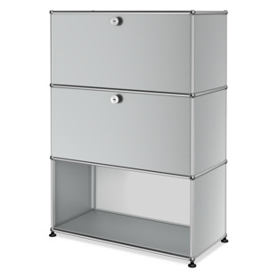 USM Haller Highboard M, Customisable USM matte silver|With drop-down door|With drop-down door|Open