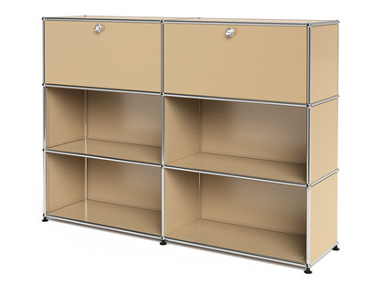 USM Haller Highboard L, Customisable USM beige|With 2 drop-down doors|Open|Open