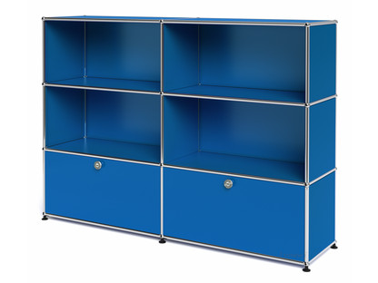 USM Haller Highboard L, Customisable Gentian blue RAL 5010|Open|Open|With 2 drop-down doors