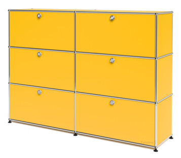 USM Haller Highboard L, Customisable Golden yellow RAL 1004|With 2 drop-down doors|With 2 drop-down doors|With 2 drop-down doors