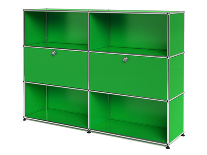 USM Haller Highboard L, Customisable USM green|Open|With 2 drop-down doors|Open