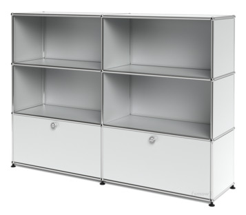 USM Haller Highboard L, Customisable USM matte silver|Open|Open|With 2 drop-down doors