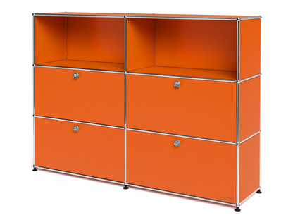 USM Haller Highboard L, Customisable Pure orange RAL 2004|Open|With 2 drop-down doors|With 2 drop-down doors