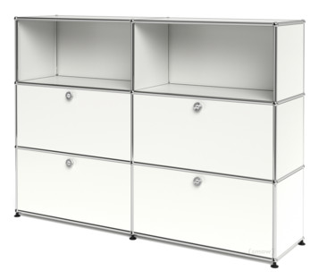 USM Haller Highboard L, Customisable Pure white RAL 9010|Open|With 2 drop-down doors|With 2 drop-down doors