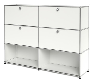 USM Haller Highboard L, Customisable Pure white RAL 9010|With 2 drop-down doors|With 2 drop-down doors|Open