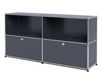 USM Haller Sideboard L, Customisable Anthracite RAL 7016|Open|With 2 drop-down doors