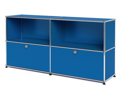 USM Haller Sideboard L, Customisable Gentian blue RAL 5010|Open|With 2 drop-down doors