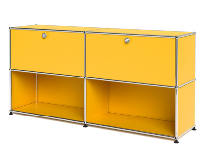 USM Haller Sideboard L, Customisable Golden yellow RAL 1004|With 2 drop-down doors|Open