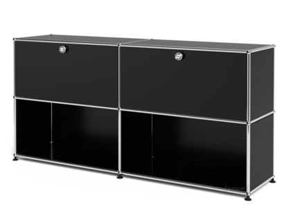 USM Haller Sideboard L, Customisable Graphite black RAL 9011|With 2 drop-down doors|Open