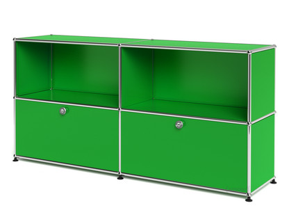 USM Haller Sideboard L, Customisable USM green|Open|With 2 drop-down doors