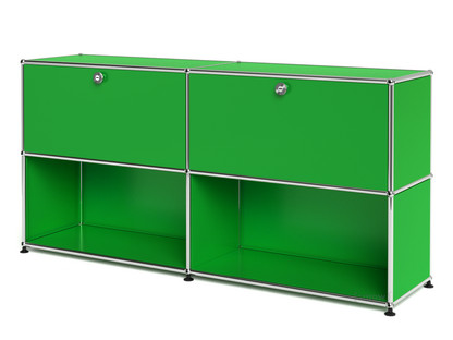 USM Haller Sideboard L, Customisable USM green|With 2 drop-down doors|Open