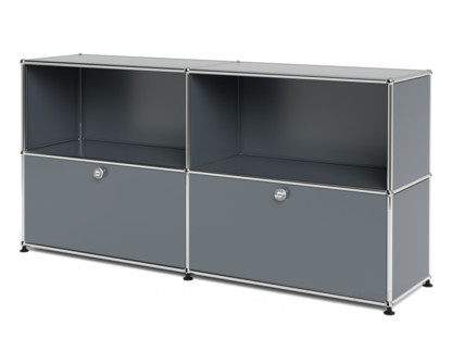 USM Haller Sideboard L, Customisable Mid grey RAL 7005|Open|With 2 drop-down doors