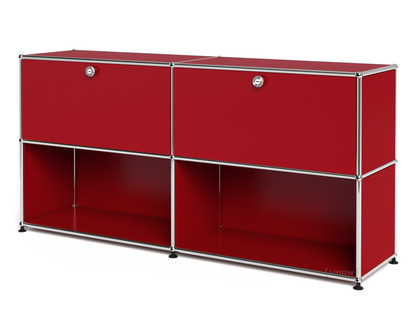 USM Haller Sideboard L, Customisable USM ruby red|With 2 drop-down doors|Open