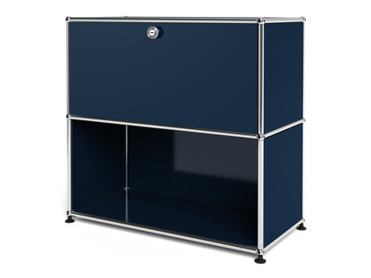 USM Haller Sideboard M, Customisable Steel blue RAL 5011|With drop-down door|Open