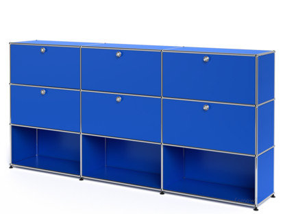 USM Haller Highboard XL, Customisable Gentian blue RAL 5010|With 3 drop-down doors|With 3 drop-down doors|Open