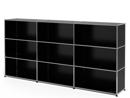 USM Haller Highboard XL, Customisable Graphite black RAL 9011|Open|Open|Open