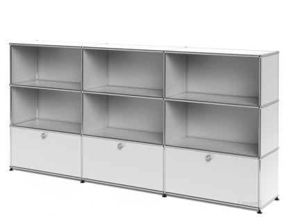 USM Haller Highboard XL, Customisable USM matte silver|Open|Open|With 3 extension doors