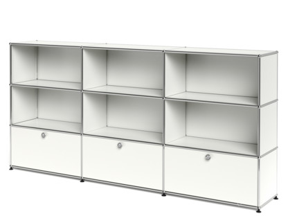 USM Haller Highboard XL, Customisable Pure white RAL 9010|Open|Open|With 3 extension doors