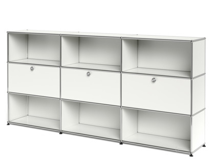 USM Haller Highboard XL, Customisable Pure white RAL 9010|Open|With 3 drop-down doors|Open