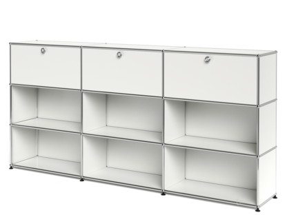 USM Haller Highboard XL, Customisable Pure white RAL 9010|With 3 drop-down doors|Open|Open