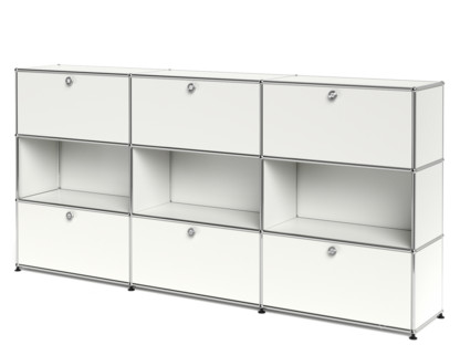 USM Haller Highboard XL, Customisable Pure white RAL 9010|With 3 drop-down doors|Open|With 3 drop-down doors