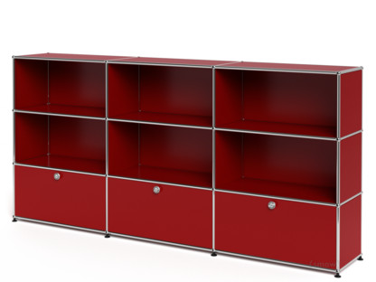 USM Haller Highboard XL, Customisable USM ruby red|Open|Open|With 3 drop-down doors