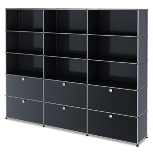 USM Haller Storage Unit XL, Customisable Anthracite RAL 7016|Open|Open|With 3 drop-down doors|With 3 drop-down doors