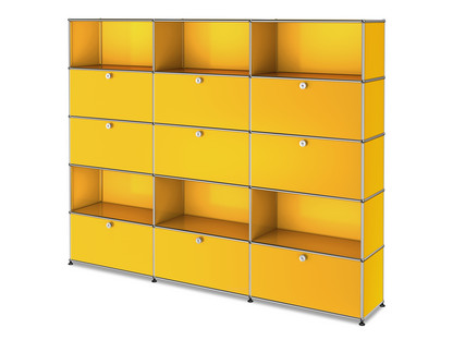 USM Haller Storage Unit XL, Customisable Golden yellow RAL 1004|With 3 drop-down doors|With 3 drop-down doors|Open|With 3 extension doors