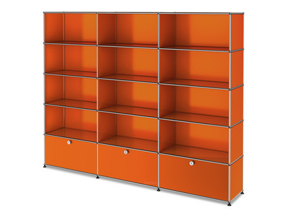 USM Haller Storage Unit XL, Customisable Pure orange RAL 2004|Open|Open|Open|With 3 extension doors