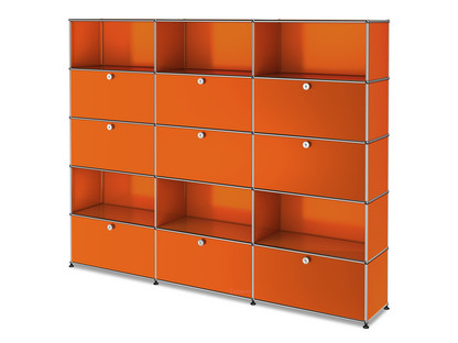 USM Haller Storage Unit XL, Customisable Pure orange RAL 2004|With 3 drop-down doors|With 3 drop-down doors|Open|With 3 extension doors