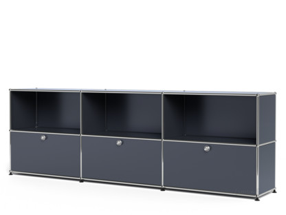 USM Haller Sideboard XL, Customisable Anthracite RAL 7016|Open|With 3 drop-down doors