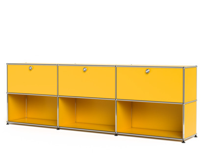 USM Haller Sideboard XL, Customisable Golden yellow RAL 1004|With 3 drop-down doors|Open