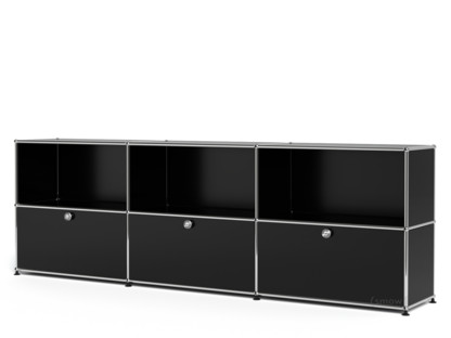 USM Haller Sideboard XL, Customisable Graphite black RAL 9011|Open|With 3 drop-down doors