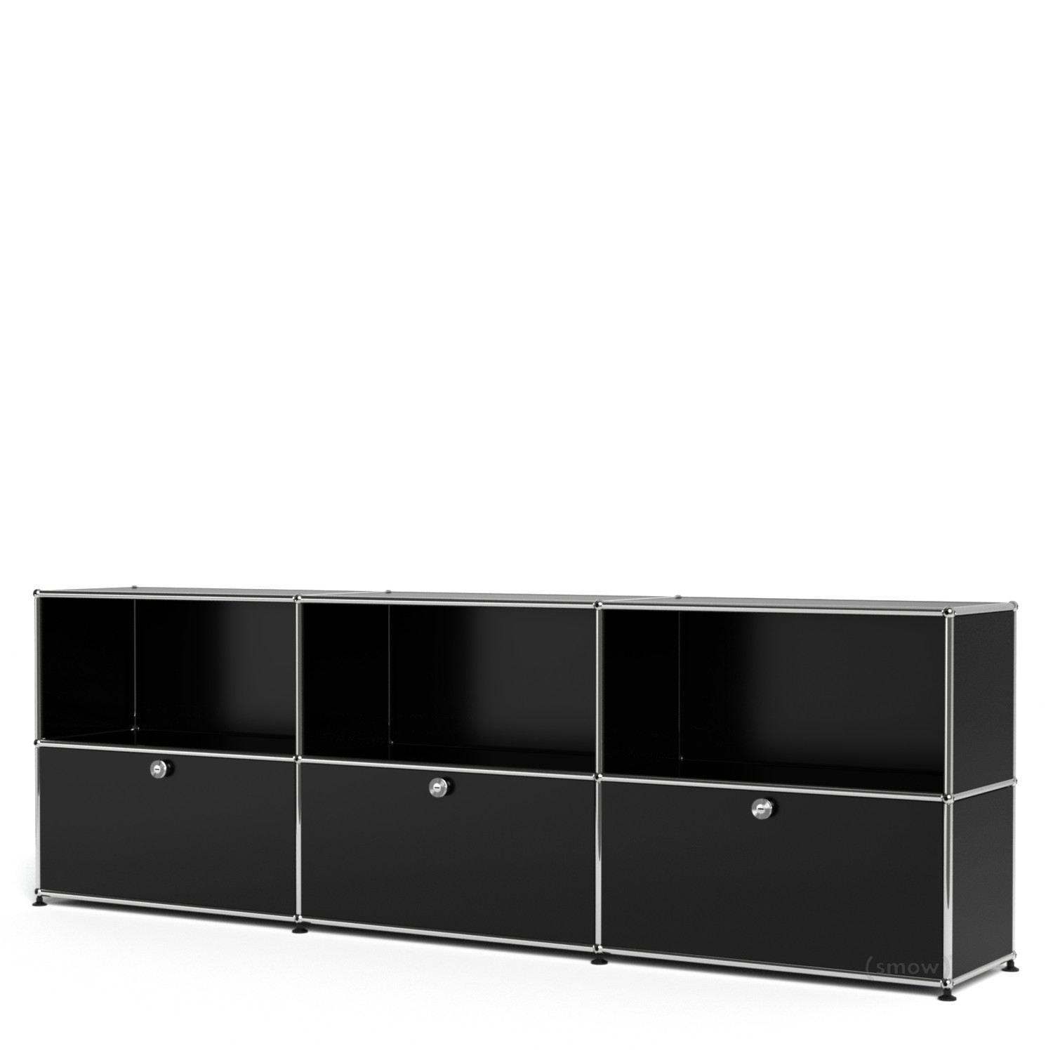 USM Haller Sideboard XL, Customisable, Graphite black RAL 9011, Open, With  3 drop-down doors by Fritz Haller & Paul Schärer - Designer furniture by  smow.com