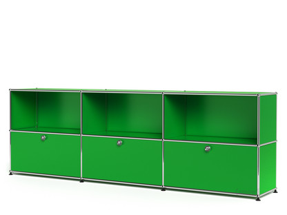 USM Haller Sideboard XL, Customisable USM green|Open|With 3 drop-down doors