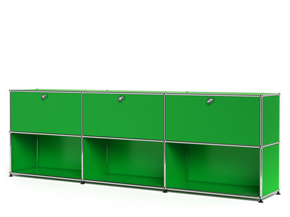 USM Haller Sideboard XL, Customisable USM green|With 3 drop-down doors|Open