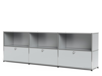 USM Haller Sideboard XL, Customisable Light grey RAL 7035|Open|With 3 drop-down doors