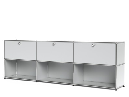 USM Haller Sideboard XL, Customisable USM matte silver|With 3 drop-down doors|Open