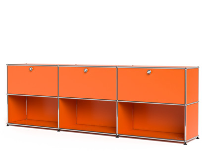 USM Haller Sideboard XL, Customisable Pure orange RAL 2004|With 3 drop-down doors|Open