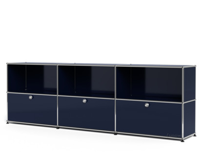 USM Haller Sideboard XL, Customisable Steel blue RAL 5011|Open|With 3 drop-down doors