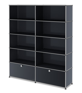 USM Haller Storage Unit L, Customisable Anthracite RAL 7016|Open|Open|Open|With 2 drop-down doors